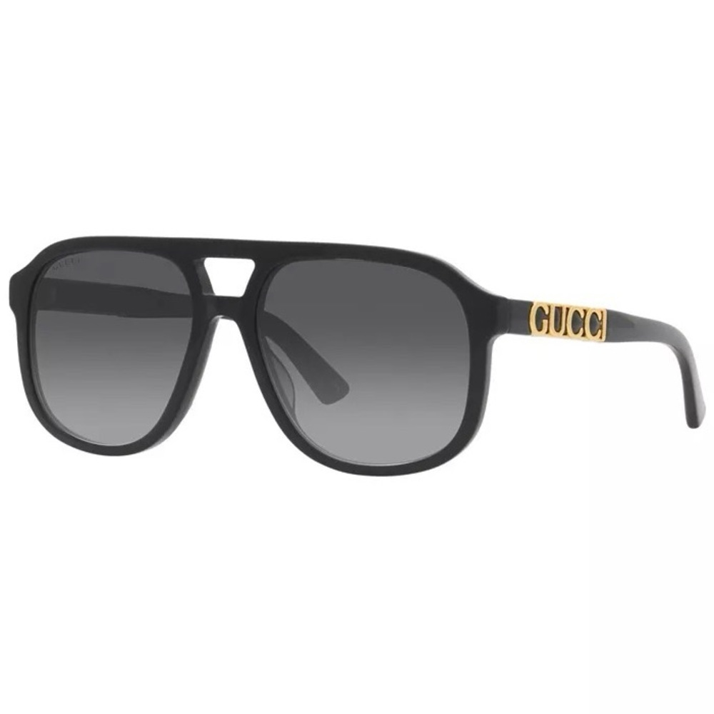 Gucci Model: GG1188S Style: Full Rim Pilot Shape
Black/Gold
